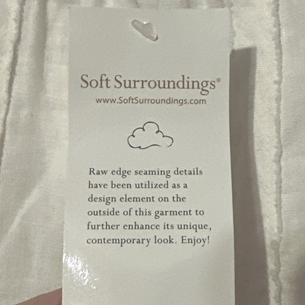 Soft Surroundings Linen Skirt Raw Hem Lined Bohemian Church Minimalist White New - Picture 12 of 12